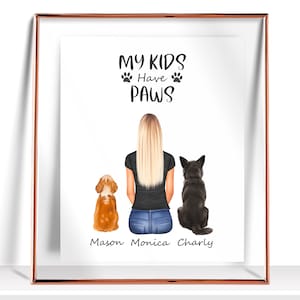 Dog Mom Gift for Her Dog Lover Gift Custom Pet Portrait Dog Owner Gift Family Pet Portrait Personalized Pet Print Personalized gift Wall art