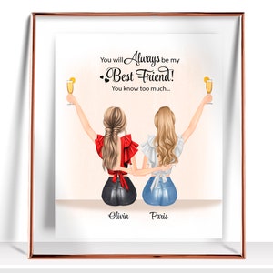 Best Friend Print Custom Best Friend Gift Personalized Friendship Print  Best friend Birthday Gifts Friends gift Best friend Gift For Her