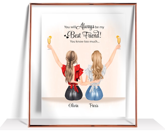 Best Friend Print Custom Best Friend Gift Personalized Friendship Print  Best friend Birthday Gifts Friends gift Best friend Gift For Her