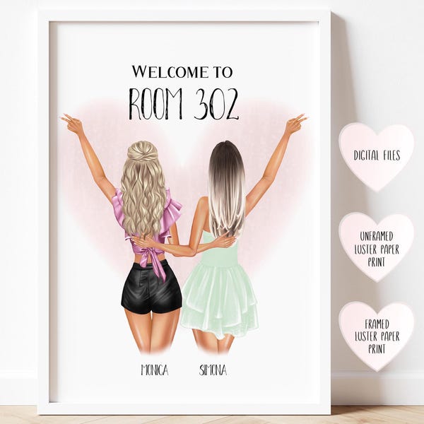 Dorm Room Decor Gift for Roommates Personalized Roomies gifts Dorm Decor for college Girls Roomie Print Dorm Roommate Gift Dorm Wall art