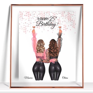 親友の誕生日プレゼント彼女への25歳の誕生日プレゼントパーソナライズされた誕生日プレゼントカスタム姉妹の誕生日プレゼントハッピーバースデープリント
