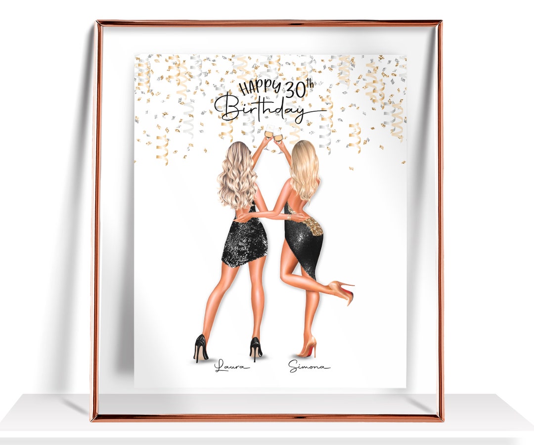 30th Birthday Gift / Cute Couples Drawing / Birthday Gift for 