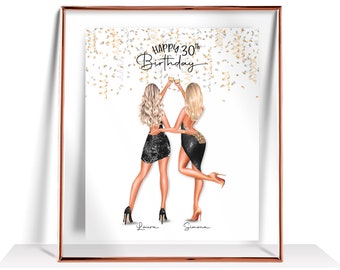 30th Birthday Gift For Her Best Friend Birthday Gifts 30th Birthday Print Personalized Birthday Gift Sister Birthday Gift Happy 30 Birthday