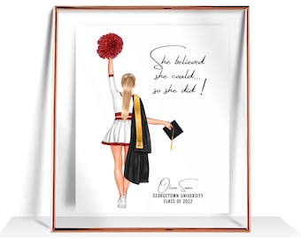 Cheerleader Graduation Gift Personalized Cheerleader Graduation Print cheer girl graduation gift Cheerleader Team Picture cheer gifts