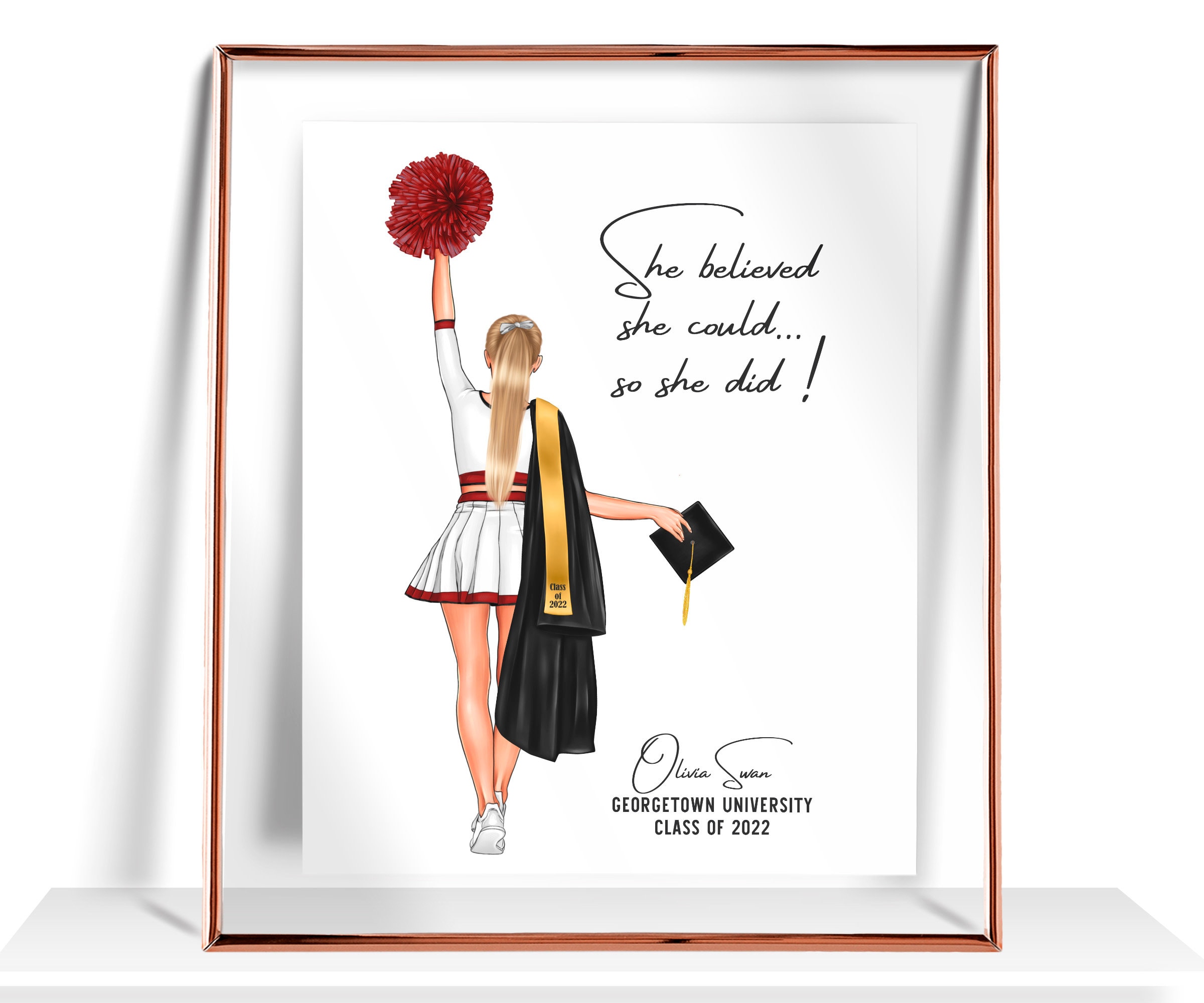 Cheerleader Graduation Gift Personalized Cheerleader Graduation Print cheer girl graduation gift Cheerleader Team Picture cheer gifts