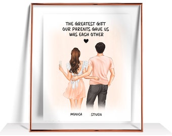 Broer Zuster geschenken Aangepaste Broer Zus Print Gepersonaliseerd cadeau voor broer van zus Familie Portret Verjaardagscadeau voor hem Zuster cadeau