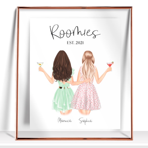 Roommate Gift Dorm Decor Roomies Gifts Wall Decor For College Gift For Roommate Print Personalized Roomie Gift Roomies Print Roomies Picture