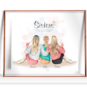 3 Sisters Print Personalized Gift For Three Sisters Gift From Sister Birthday Gift To Sisters Picture Personalised Present Sisters Portrait