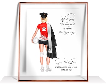 Personalized Volleyball Graduation Print Volleyball Graduation Gift Volleyball team print, volleyball team gifts Teammates gift