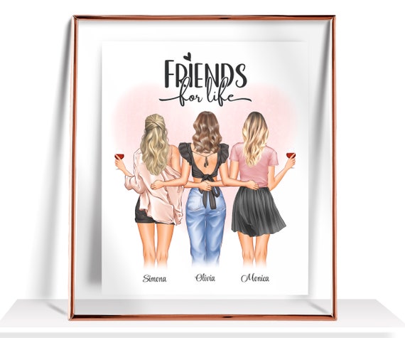 3 Best Friend Print Personalized Friendship Print Friendship Gift
