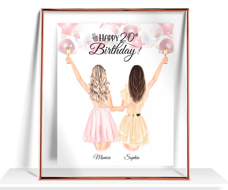 20. Geburtstagsgeschenk Personalisiert Geburtstagsgeschenke für ihre beste Freundin Geburtstagsgeschenke Schwester Geburtstagsgeschenk Happy Birthday Print Bild 1