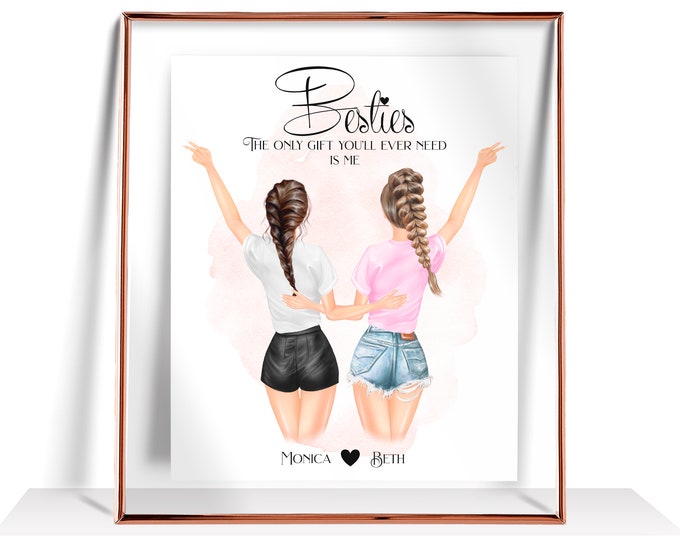 Best Friend Gift Personalized Friendship Gift for Her Best Friend Birthday Gifts Best Friend Gifts Custom Friends Gift Besties wall decor