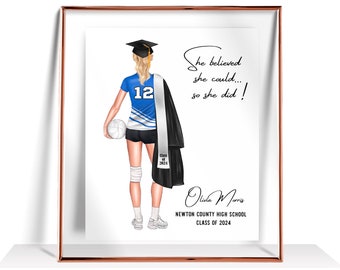 Custom Volleyball Graduation Gift Personalized Volleyball Graduation Print Volleyball team print volleyball team gifts girl volleyball gift