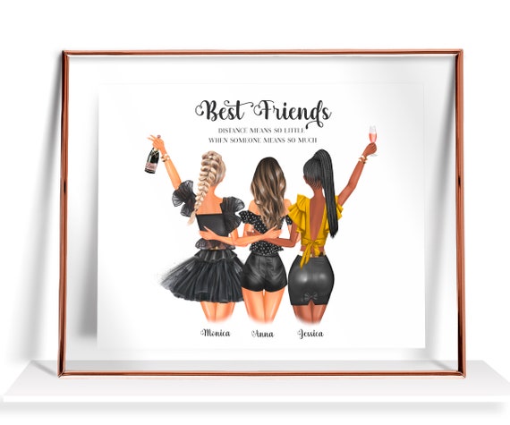 Custom Best Friend Gift Friendship Gift 3 Best Friends Print Three Best  Friends Gifts Best Friend Birthday Gifts Friends Long Distance Gift 