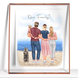Custom Family Portrait Personalized Family Gift Family Print Mothers Day Gift Family and Pet print Family Illustration New Home Gift
