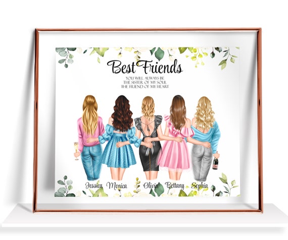 5 Best Friends Gift Personalized Best Friends Print 