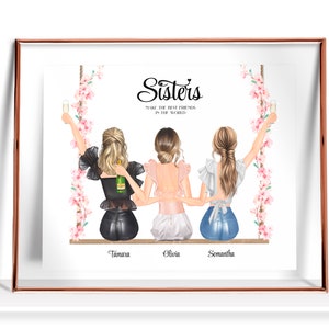 Sister gift from Sister 3 Sisters Print Sister Gift Sister Birthday Gift Custom Sisters Portrait Gift For 3 Sisters Tree Sisters Picture