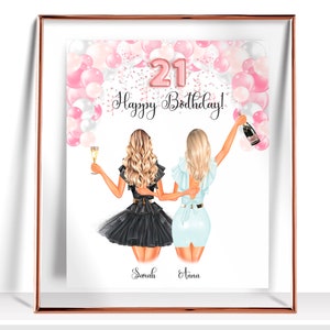 Birthday Gifts For Her Best Best Friend Birthday Gifts Personalized Birthday Gift 21st Friend Gift Sister Birthday Gift Happy Birthday Print