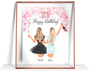Birthday Gifts For Her Best Best Friend Birthday Gifts Personalized Birthday Gift 21st Friend Gift Sister Birthday Gift Happy Birthday Print