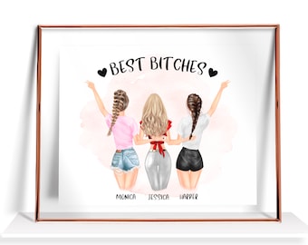 Funny Gift For 3 Best Friends Personalized Gift For Three Friends Best Bitches Gift 3 Friends Gift Birthday Gift For Three Friends