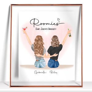 Dorm Decor for college girls Roommate Gift dorm wall decor Roomies print college dorm decor Roomies Gift Dorm Room Sign College Dorm Gift