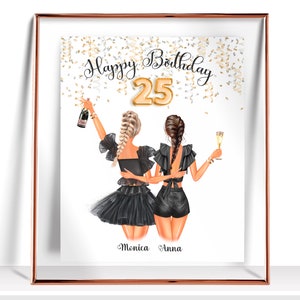 25. Geburtstagsgeschenk für ihre beste Freundin Geburtstagsgeschenke personalisiertes Geburtstagsgeschenk Schwester Geburtstagsgeschenk Happy Birthday Print