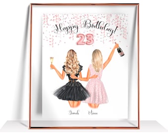 23th Birthday Gift For Her Bitrhday Gifts Best Friend Birthday Gifts Personalized Birthday Gift Sister Birthday Gift Happy Birthday Print