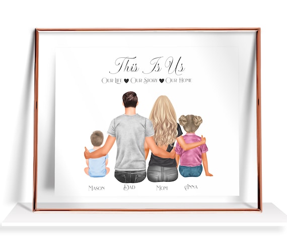 Cadeau de famille Portrait de famille personnalisé Cadeau de fête des mères  Impression de famille et danimal de compagnie Illustration de famille  personnalisée Maman Cadeau Anniversaire Cadeau art mural -  Canada