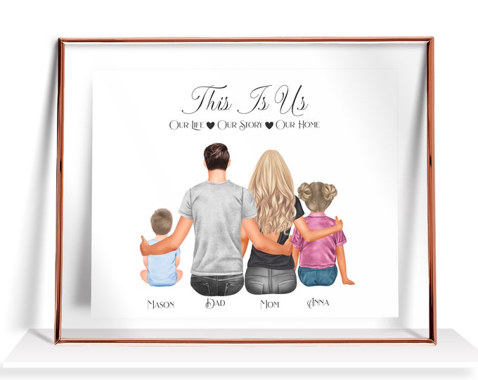 Family Gift Custom Family Portrait Mothers Day Gift Family and Pet print Personalized Family Illustration Mom Gift Anniversary Gift wall art