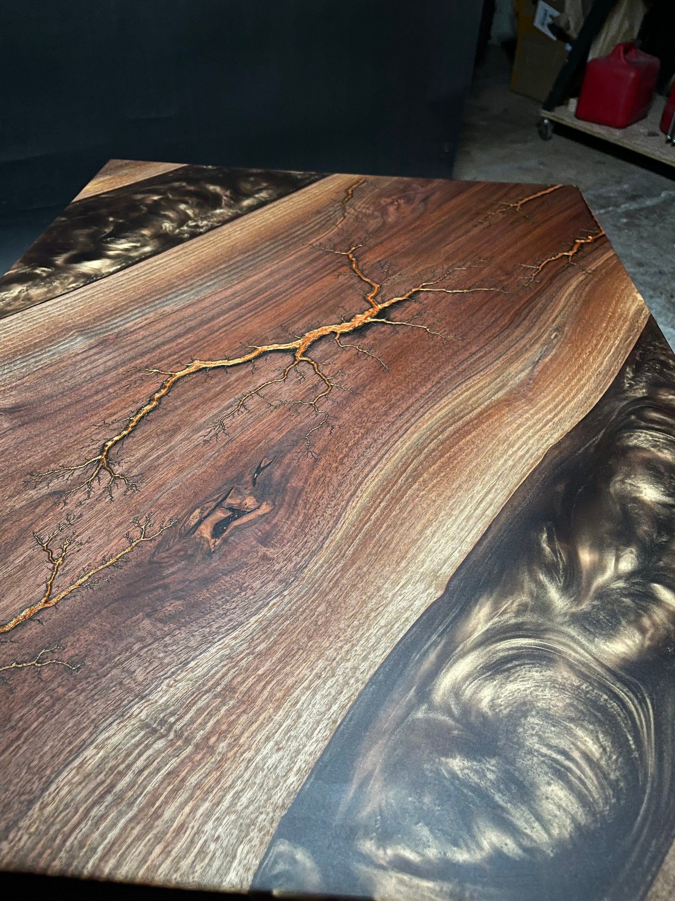 Fractal Wood Burned Epoxy River Coffee Table Etsy