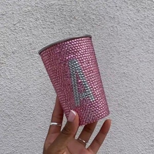 Custom stainless steel bling Initial cup, bedazzled initial cups, custom, customized birthday gift, cups with rhinestones, customized gifts