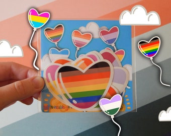 LGBTQ+ Flag Heart Vinyl Sticker Pack