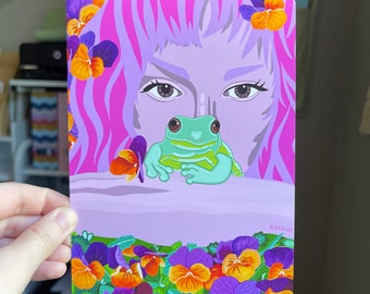 Frog Girl 5X7 Borderless Art Print