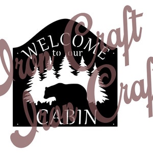 Welcome Sign with Bear and Tree's