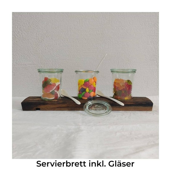 Servierbrett, Dekoschale, Weckglas, Fassdaube