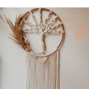 Handmade Tree of Life Dried Flower Detailed Macrame Dreamcatcher Wall Decor/ornament- Bohem shop