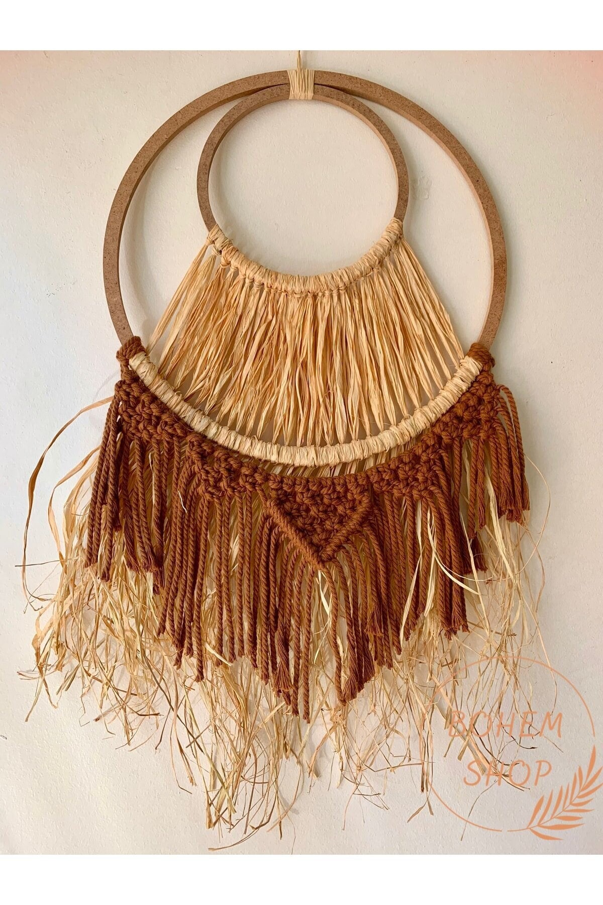 Handmade Macrame Decorative Bohemian Work of Art Raffia Wicker Decor ...