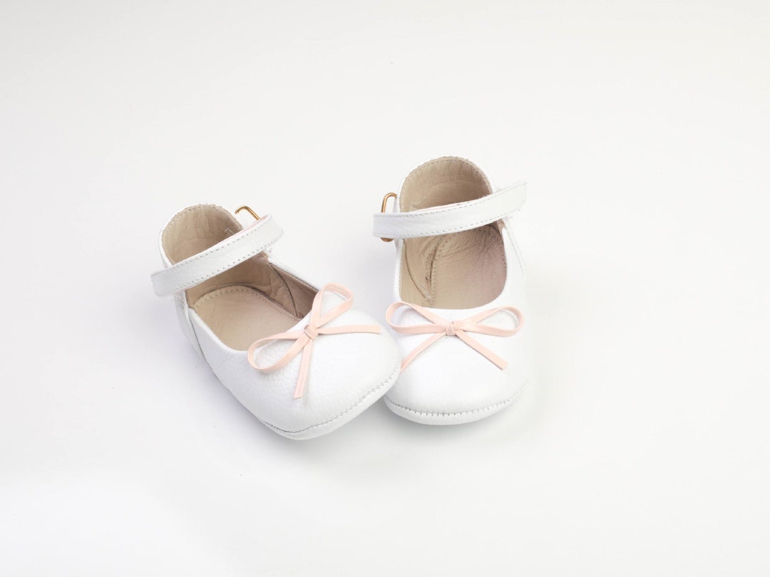 Shiny White Bow Shoes, Baby Baptism Shoes, White Baby Christening Shoes ...