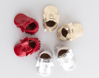 Baby Girl Moccasins Bow, Toddler, Infant, Newborn, Leather, T-bar Shoes, Baby Shower Girl, Gift for Kids, Soft Sole Girl Moccasins