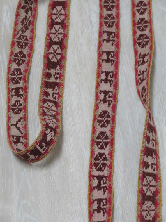Vintage Peruvian Wool Handmade Wrap + Tie Belt - … - image 3
