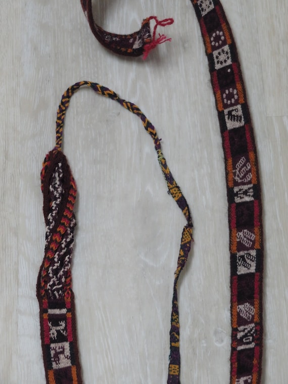 Vintage Peruvian Wool Handmade Wrap + Tie Belt - … - image 1