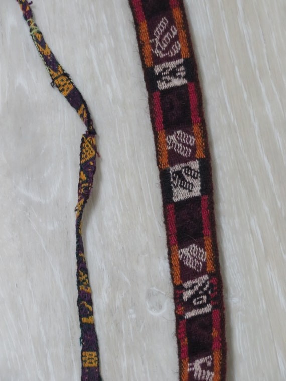 Vintage Peruvian Wool Handmade Wrap + Tie Belt - … - image 3