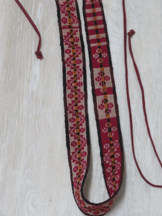 Vintage Peruvian Wool Handmade Wrap + Tie Belt - … - image 2