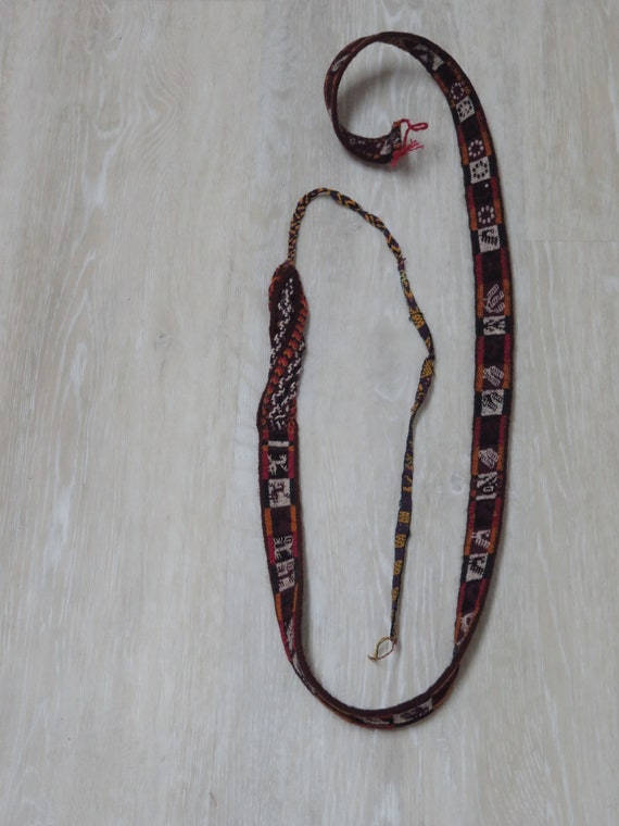 Vintage Peruvian Wool Handmade Wrap + Tie Belt - … - image 2