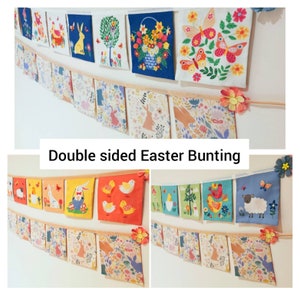 Easter / Spring double sided bunting, unique, handmade