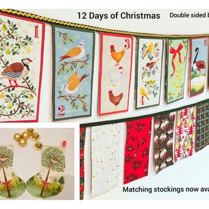 12 days of Christmas double sided bunting. Matching stockings available.