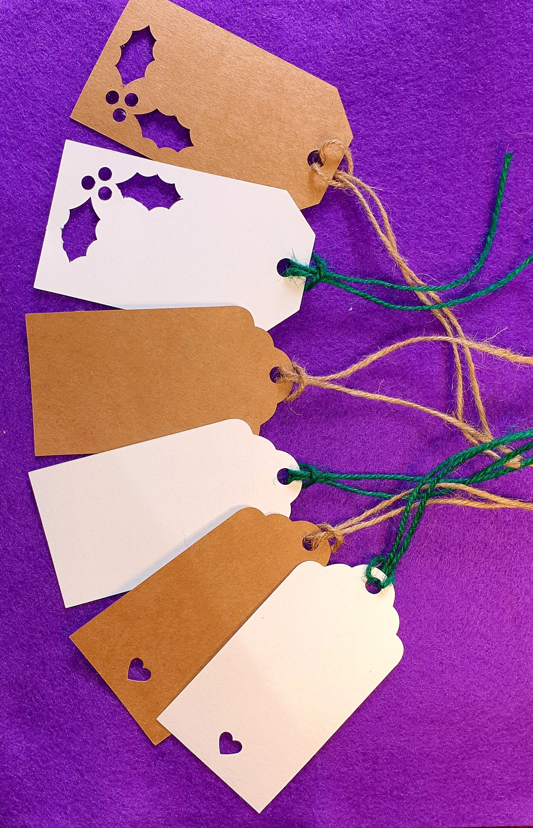 12 GLITTER GIFT TAGS Bespoke *230 gsm Ribbon HANDMADE Blank XMAS Mixed Sizes NEW
