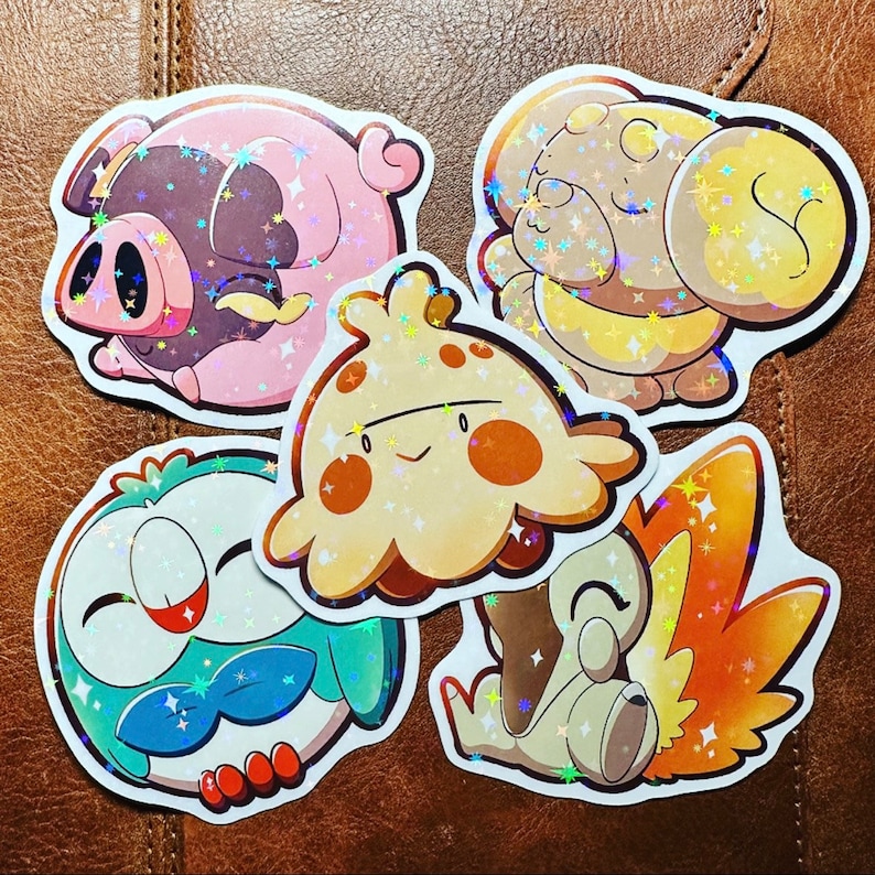 Fall Festive Shiny Rowlet Sticker Holographic Sticker / Waterproof Sticker / Vinyl Sticker / Laptop Sticker image 4