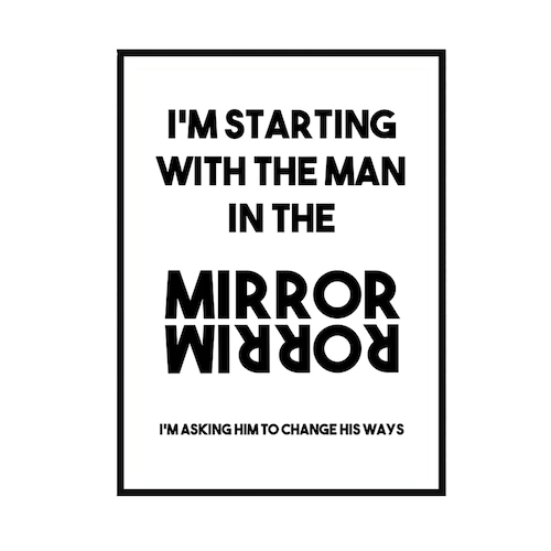 Man in the Mirror Michael Jackson Poster Song Lyrics Print Etsy