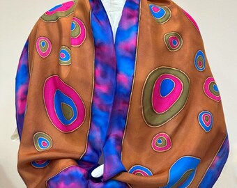 Hand-painted Silk Scarf "Retro Egg"